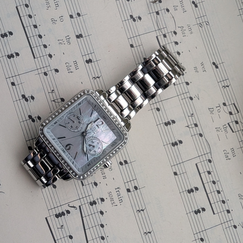 Citizen Mother Of Pearl Eco Drive Silver Square Watch - Picture 10 of 17